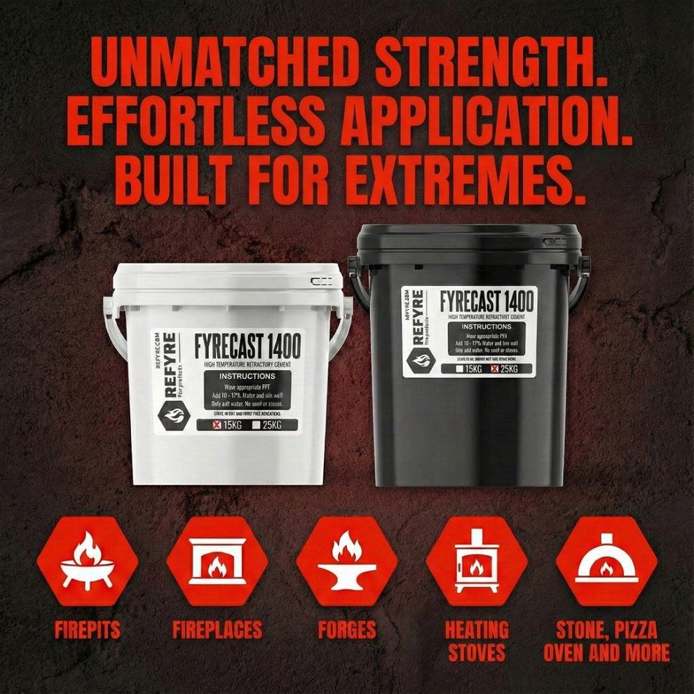 Fire Castable FYRECAST 1400 Castable Refractory Cement | REFYRE Fire Products